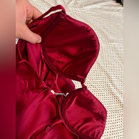 Oh Polly Cut Out Satin Mini Dress in Wine NWT sz 8 - Picture 9 of 10